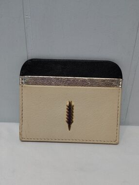 Thacker Card Holder Cream Gold Black Leather‎ Small Compact Thin